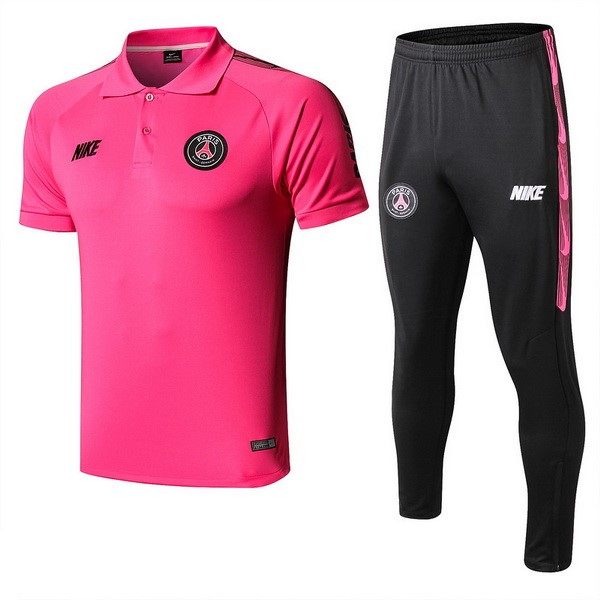 Polo Paris Saint Germain Komplett Set 2019-20 Pink Schwarz Fussballtrikots Günstig